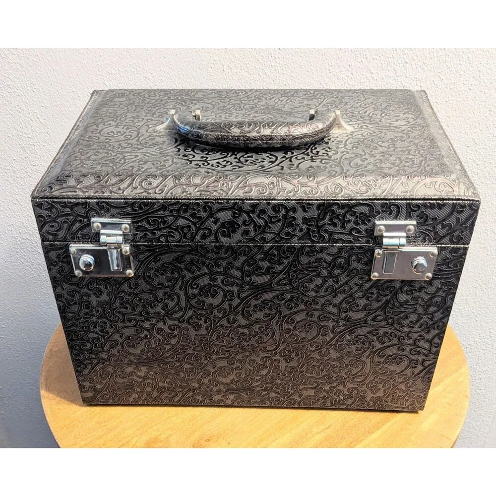 Jewelry Organizer Large 4-Sections Multiple Pieces Textured Exterior Latches
